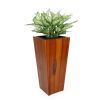 13" Composite Self-watering Cylinder Square Planter Box - High - Dark Wood