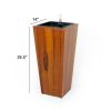 13" Composite Self-watering Cylinder Square Planter Box - High - Dark Wood