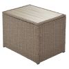 Outdoor 6-Piece Garden Furniture Set, PE Wicker Rattan Sectional Sofa Set with 2 Tea Tables, Brown Wicker+Beige Cushion