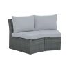 10-Piece Outdoor Sectional Half Round Patio Rattan Sofa Set, PE Wicker Conversation Furniture Set for Free Combination, Light Gray