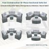 10-Piece Outdoor Sectional Half Round Patio Rattan Sofa Set, PE Wicker Conversation Furniture Set for Free Combination, Light Gray