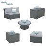 10-Piece Outdoor Sectional Half Round Patio Rattan Sofa Set, PE Wicker Conversation Furniture Set for Free Combination, Light Gray